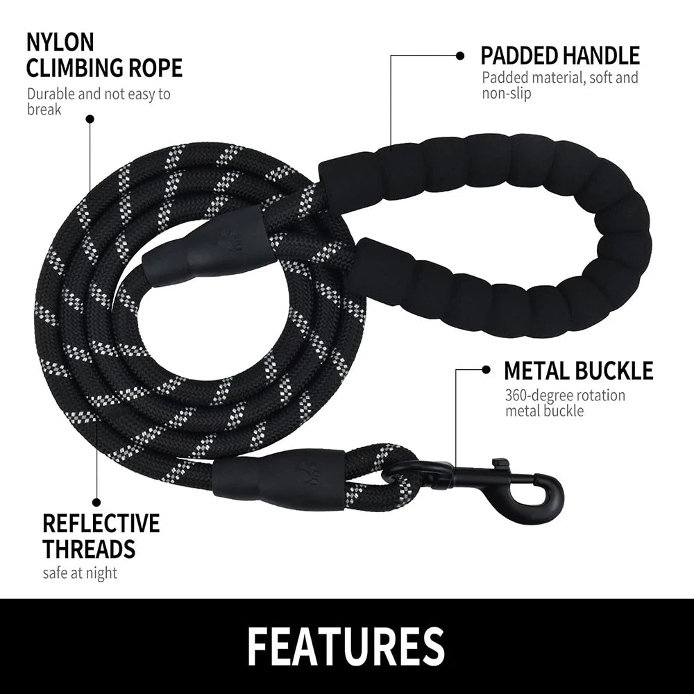 Reflective Rope Dog Lead with Padded Handle
