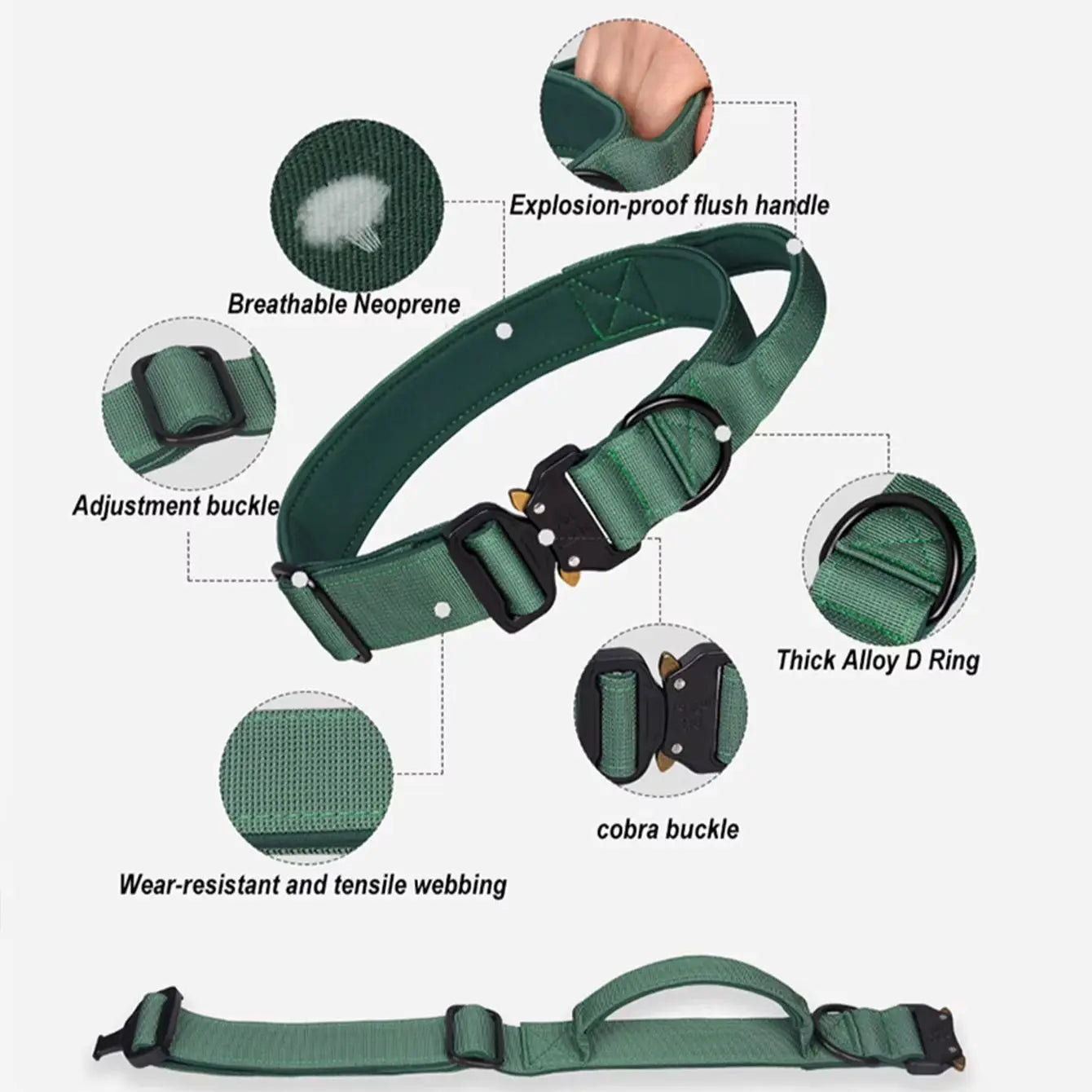 High-Density Woven Dog Collar with Handle